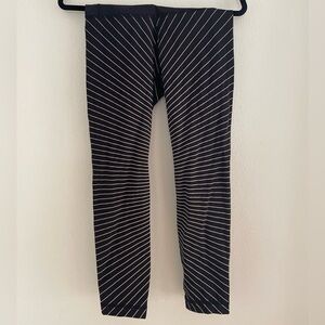 lululemon athletica Black Capri Leggings with Cream Stripes